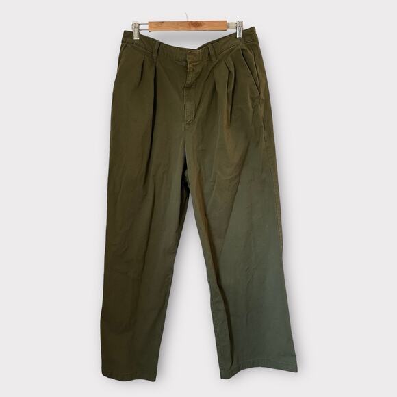 Gap Pleated Wide Khaki Coastal Minimalist Pants In Army Green Size 16 - Picture 4 of 13